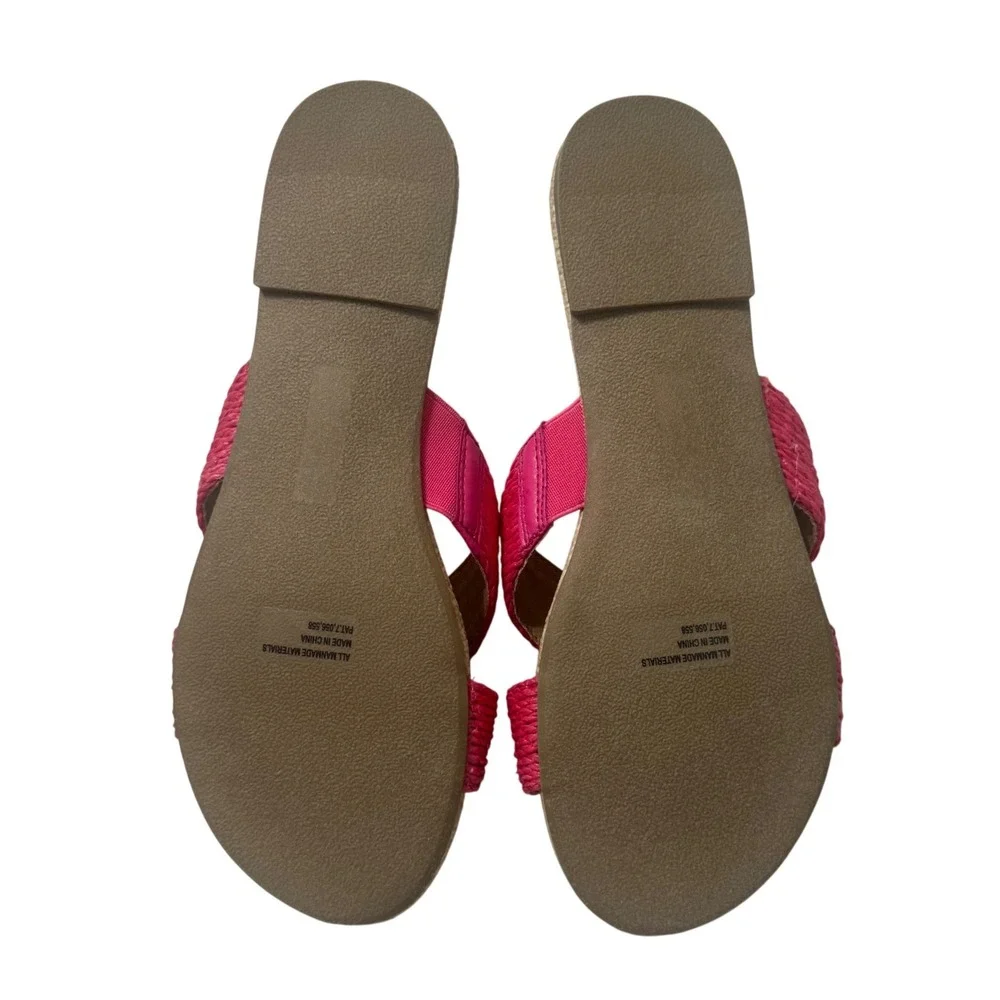 DV Dolce Vita Geeya Slide Sandals Womens 7.5 Pink Woven Raffia Flat NWOT